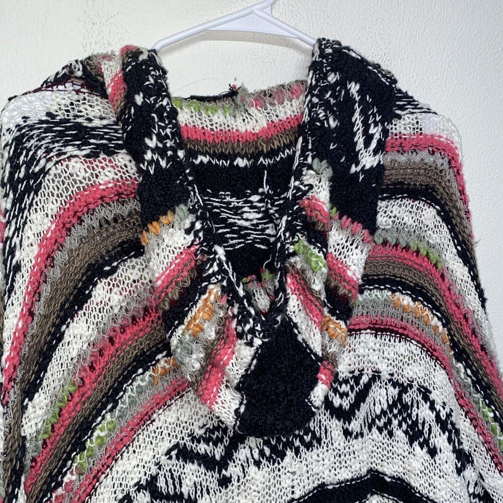 Free People Hippie Boho Festival Bubble Tea Hooded Poncho M/L - Picture 9 of 10